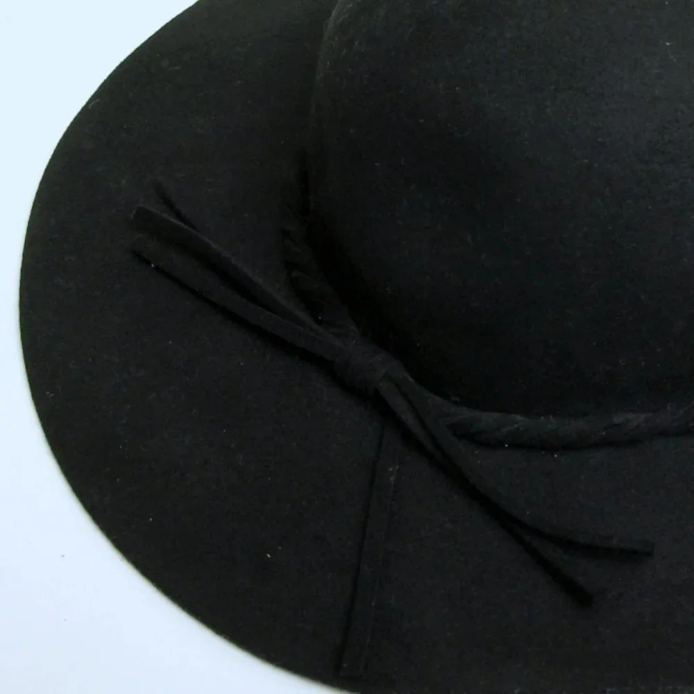 Black Wide Brim‎ Floppy Hat - Picture 6 of 7